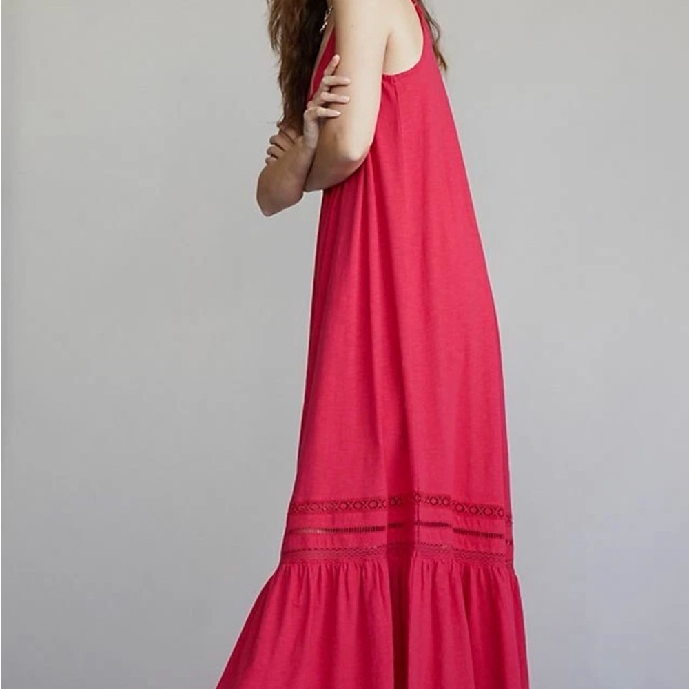 Anthropologie Tiered Maxi Dress Sundress Women’s Sm Saturday Sunday Trudie Pink